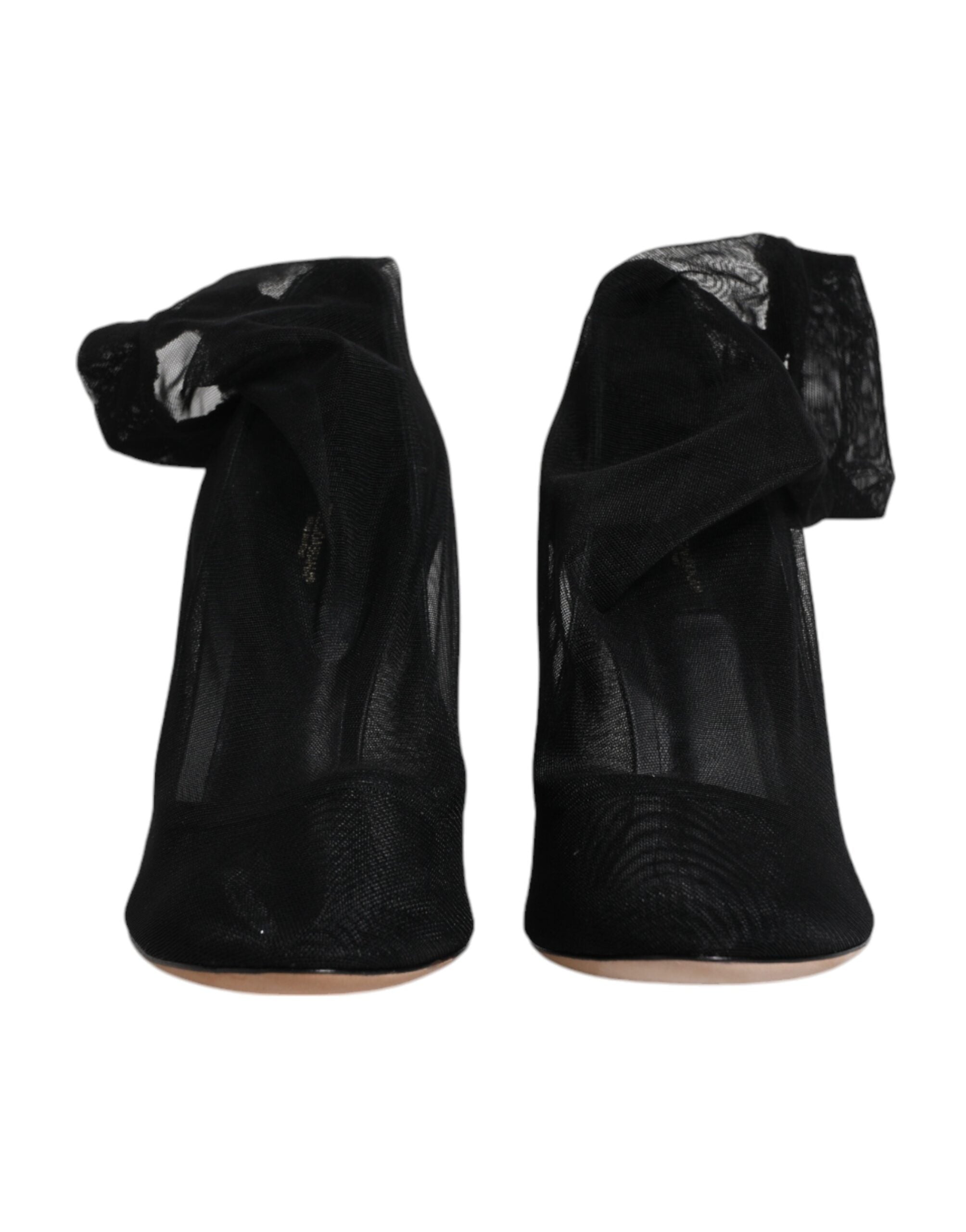 Bottes noires en nylon mesh de style chaussette de Dolce & Gabbana, chaussures élégantes et modernes.