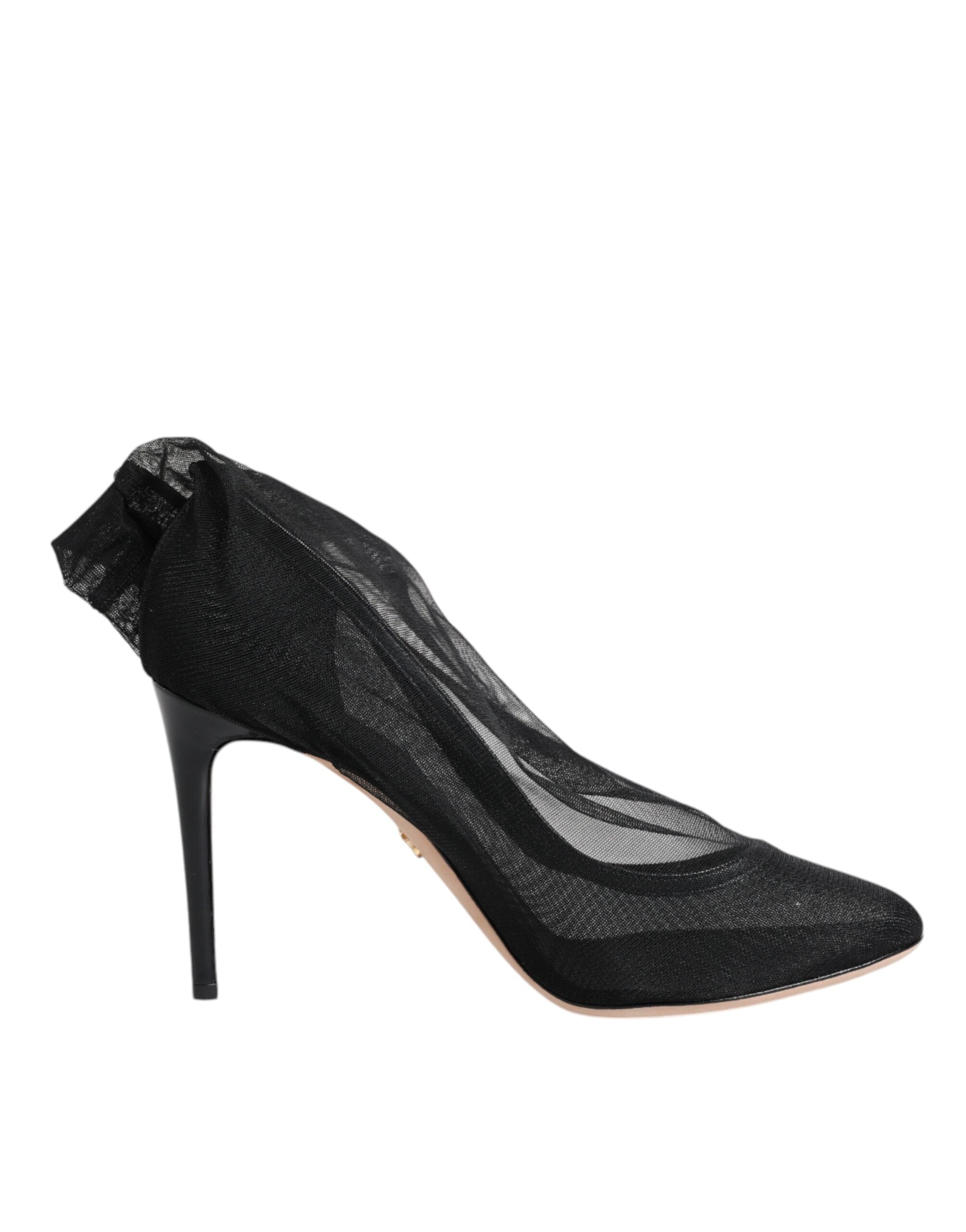 Bottes noires en nylon mesh de style chaussette Dolce & Gabbana, chaussures à la mode avec design moderne et élégant.