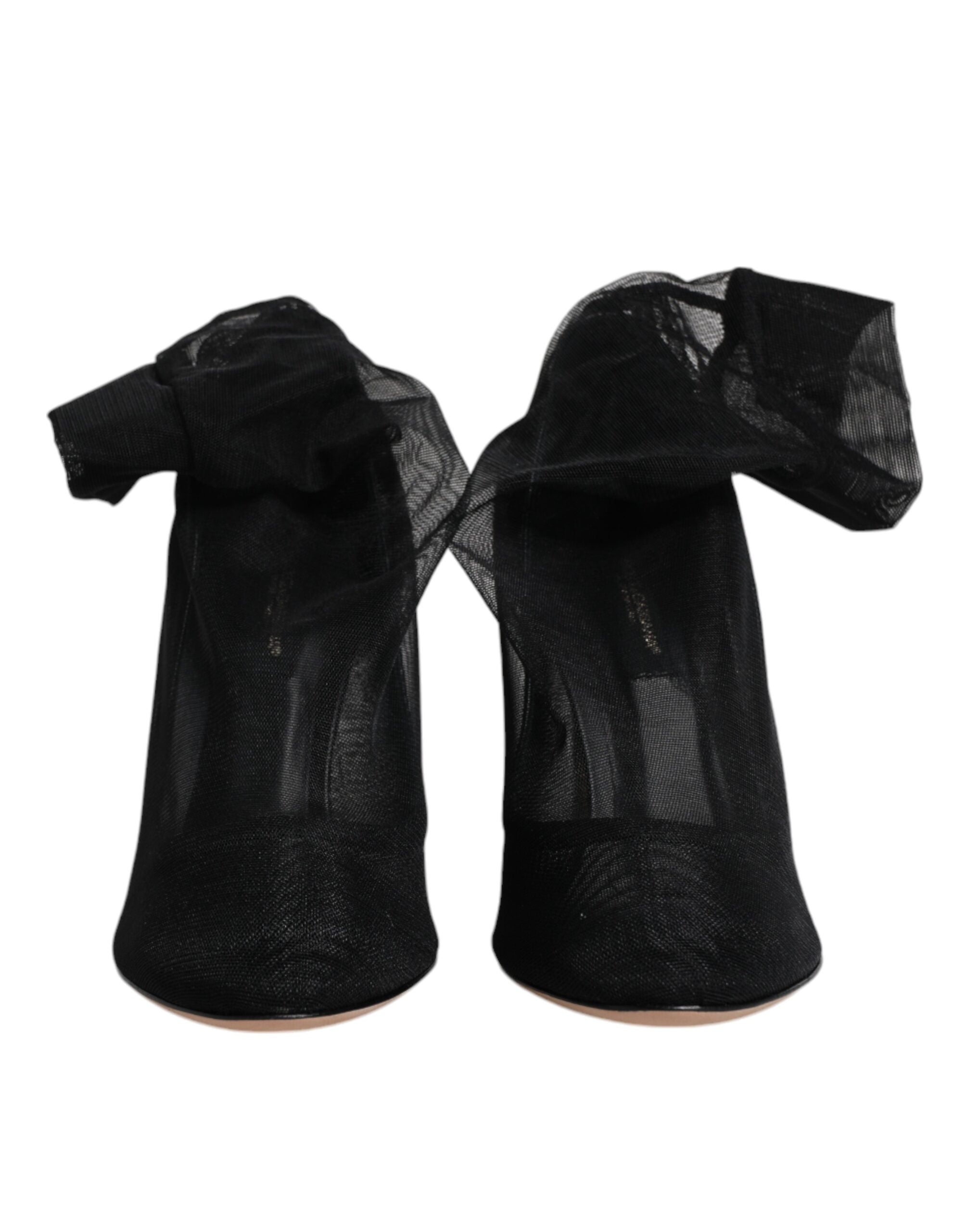 Bottes noires en nylon à maillage et style sock par Dolce & Gabbana, chaussures élégantes et modernes.