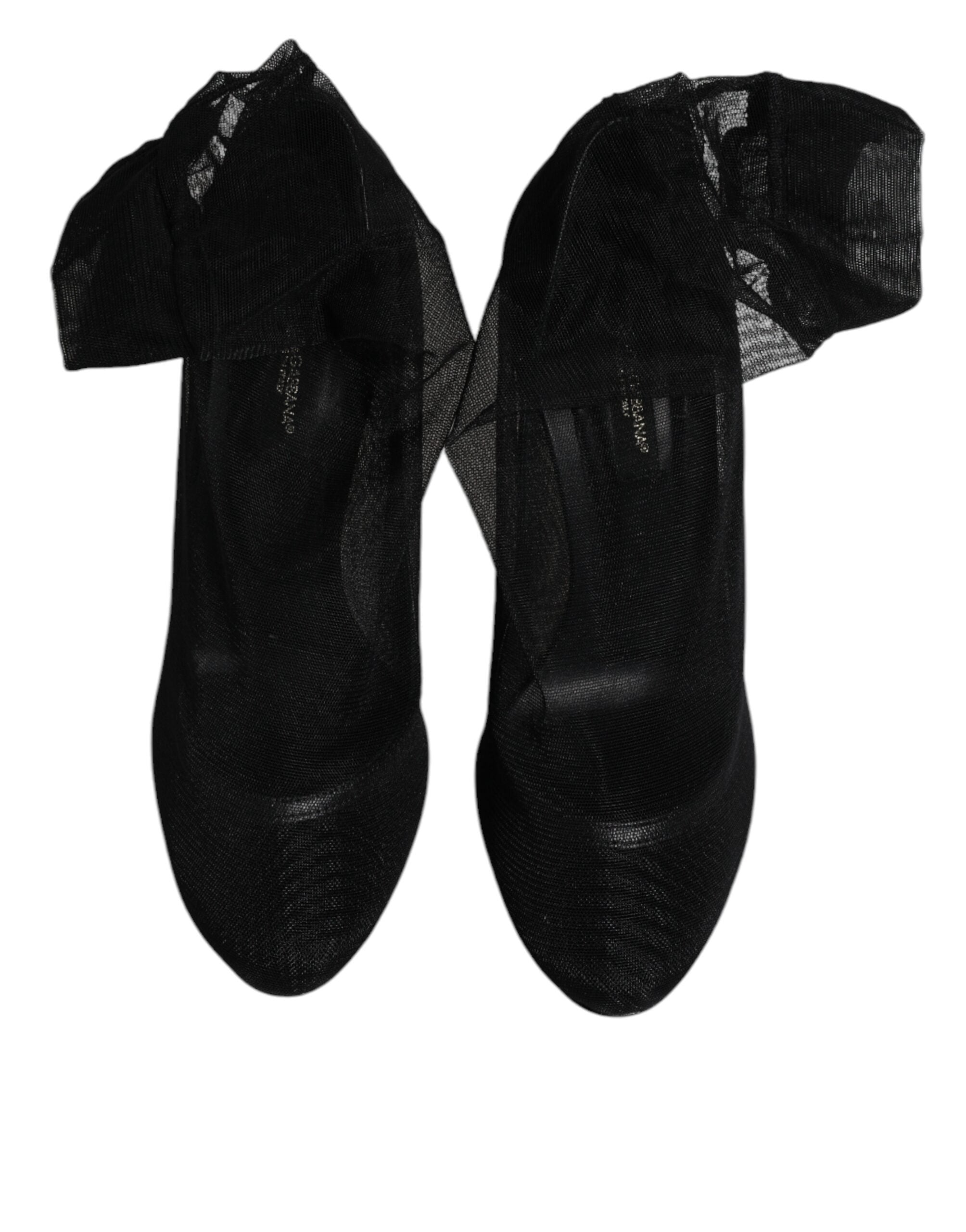 Chaussures Dolce & Gabbana en nylon noir, bottines style chaussette avec semelle en mesh, élégantes et modernes.