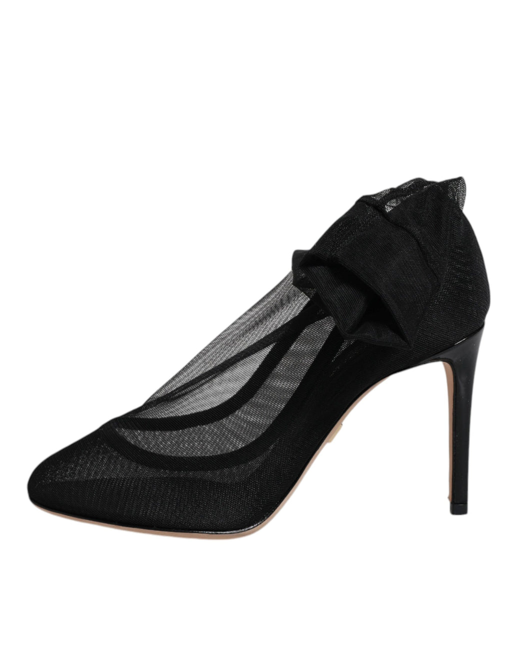 Bottes Dolce & Gabbana en nylon noir avec motif en mesh, style chaussette, chaussures élégantes et modernes.