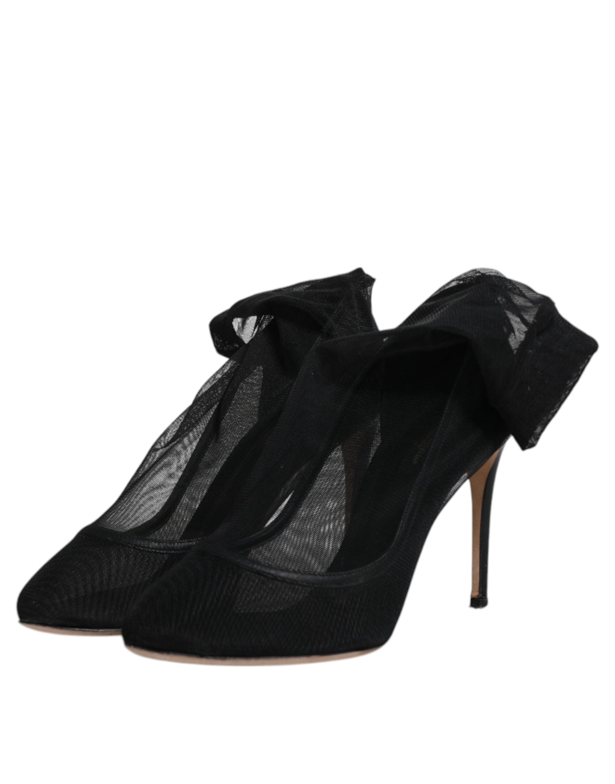 Bottes en nylon noir de style chaussette de Dolce & Gabbana, chaussures à la mode avec mesh et design ajusté.