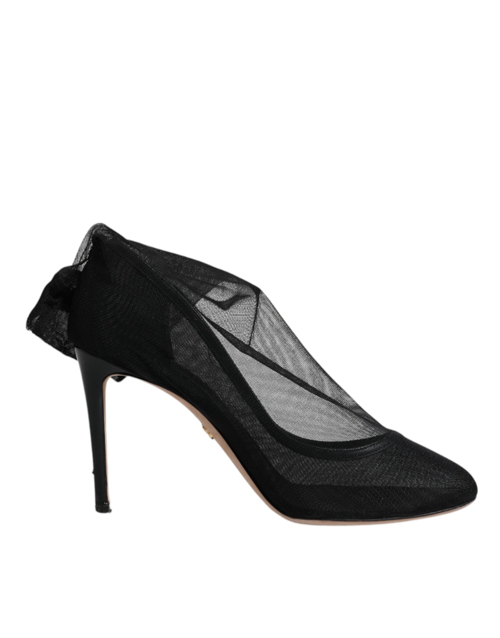 Bottes noires en nylon mesh de style sock de Dolce & Gabbana, chaussures élégantes avec design moderne et ajusté.