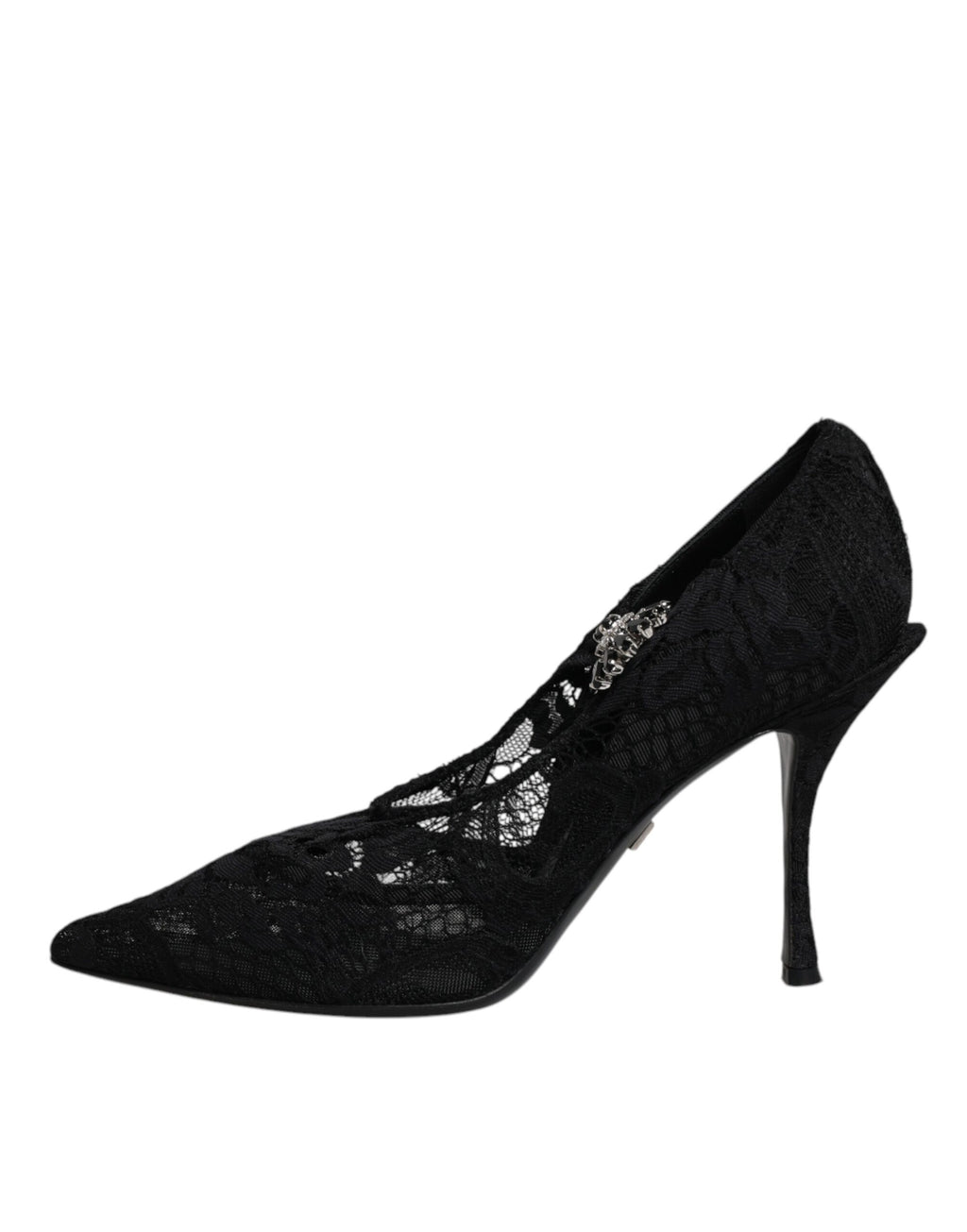 Chaussures Mary Jane Dolce & Gabbana en dentelle noire ornée de cristaux, élégantes et raffinées.