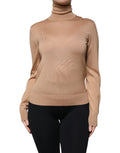 Pull à col roulé Dolce & Gabbana marron à manches longues, en maille douce et élégante.