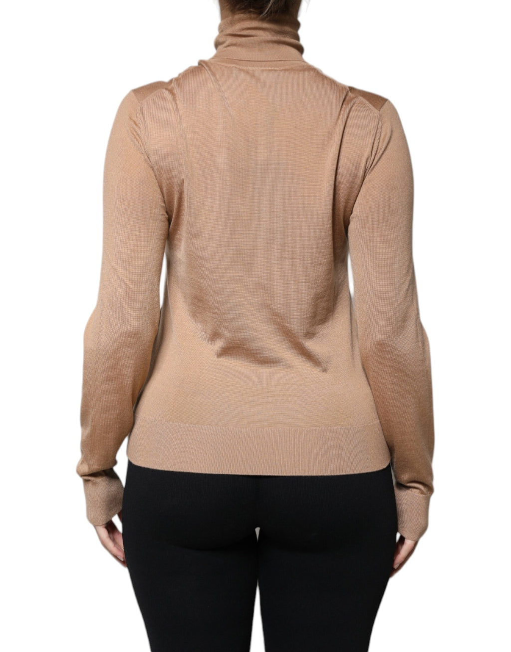 Pull à col roulé marron Dolce & Gabbana à manches longues, sweater en laine élégant et chaud pour femme.