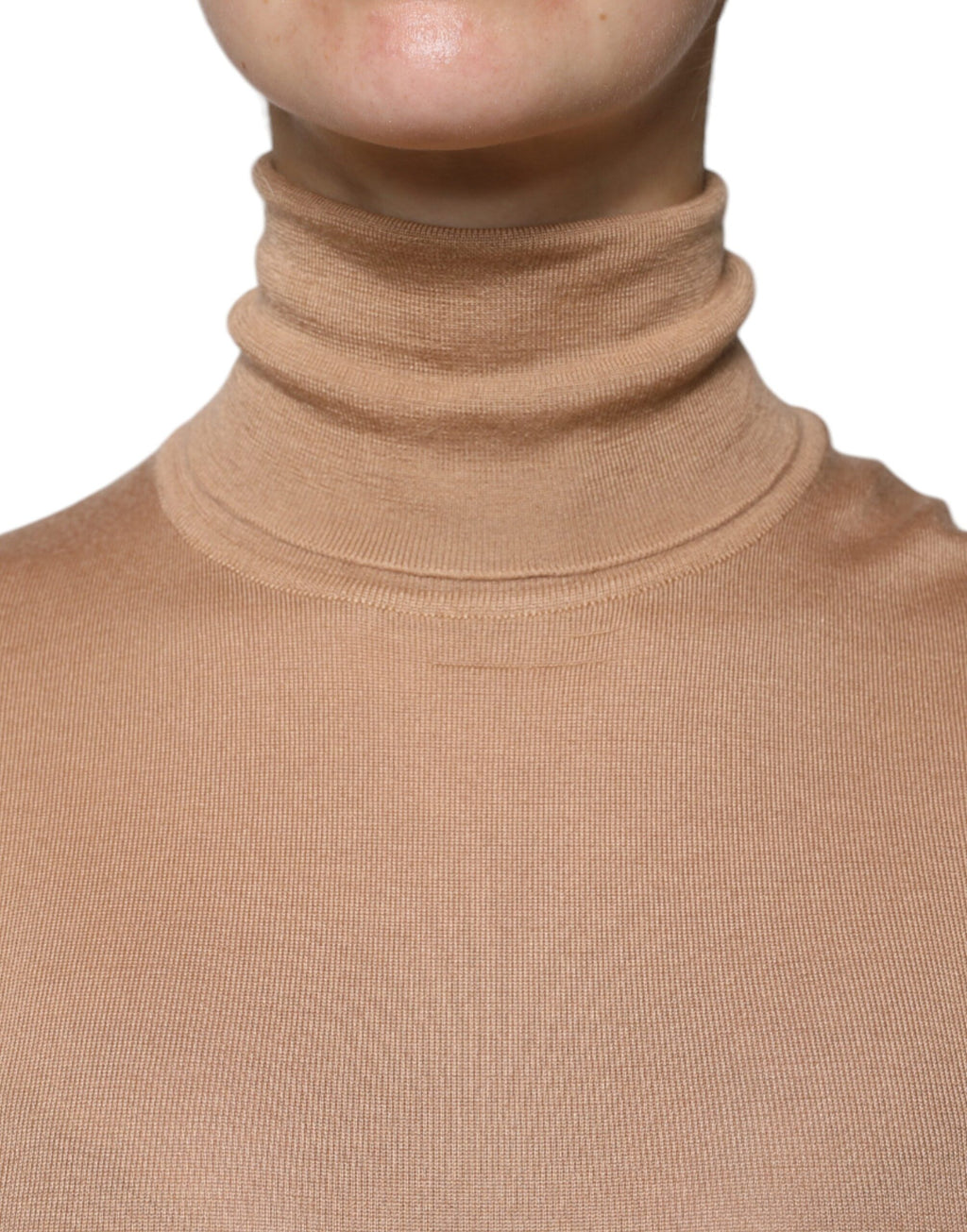 Pull noir à col roulé Dolce & Gabbana, pull-over en laine marron à manches longues, élégant et chaud.