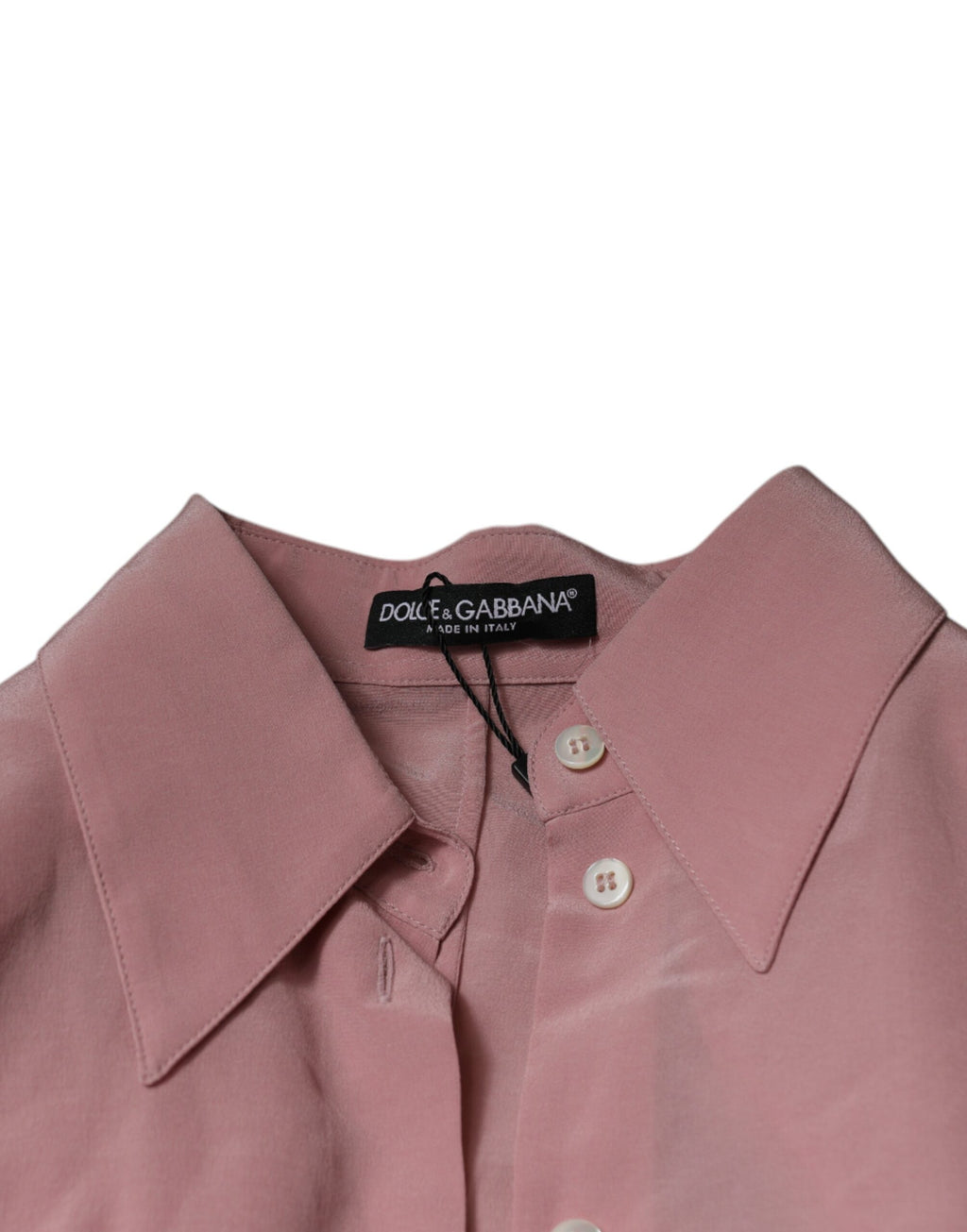 Chemise à manches longues en coton rose Dolce & Gabbana avec col, élégante et raffinée.