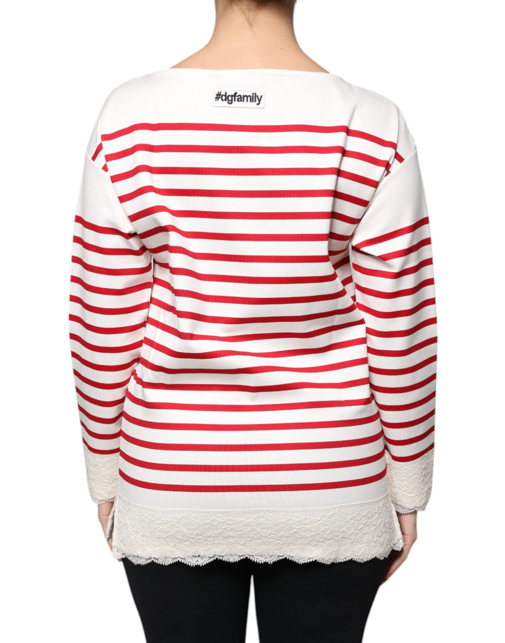 Top en coton à manches longues Dolce & Gabbana avec rayures rouges et blanches, blouse élégante et confortable.