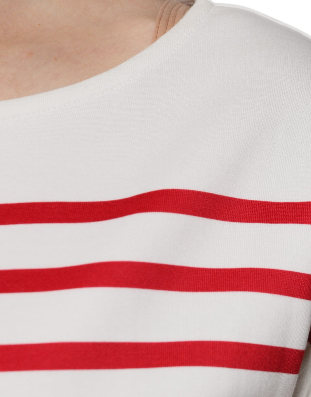 Haut en coton à manches longues Dolce & Gabbana blanc avec rayures rouges, style décontracté et élégant.