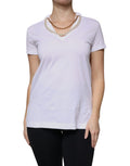 T-shirt Dolce & Gabbana blanc en coton avec chaîne de collier courte et manches courtes, mode élégante et décontractée
