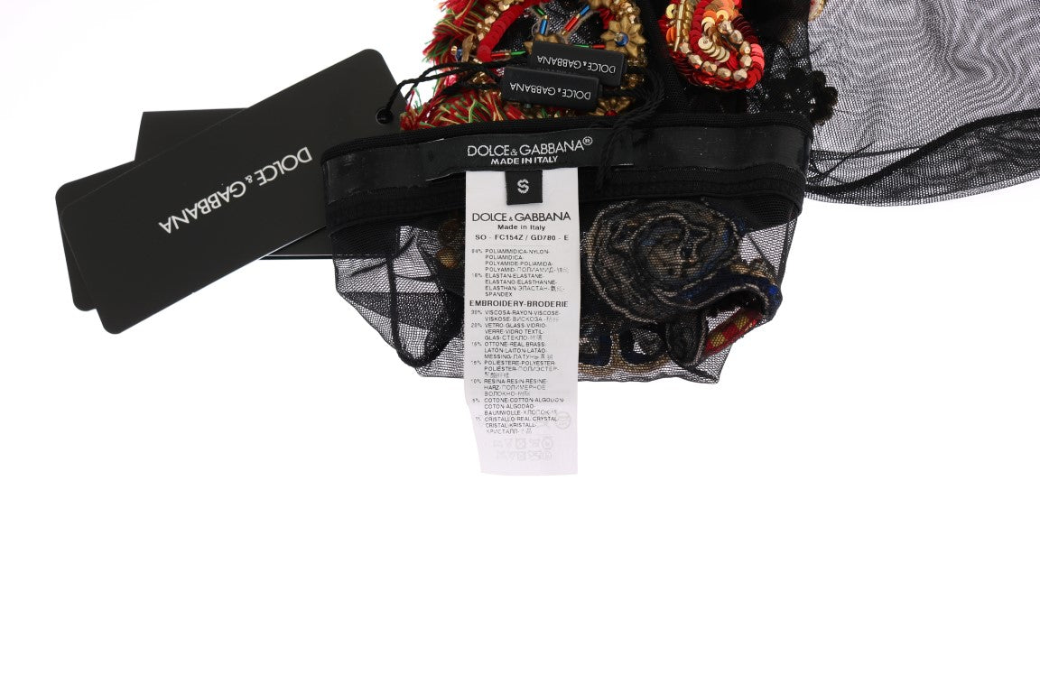 Dolce & Gabbana Schwarze Stretch Carretto Kristall-Socken