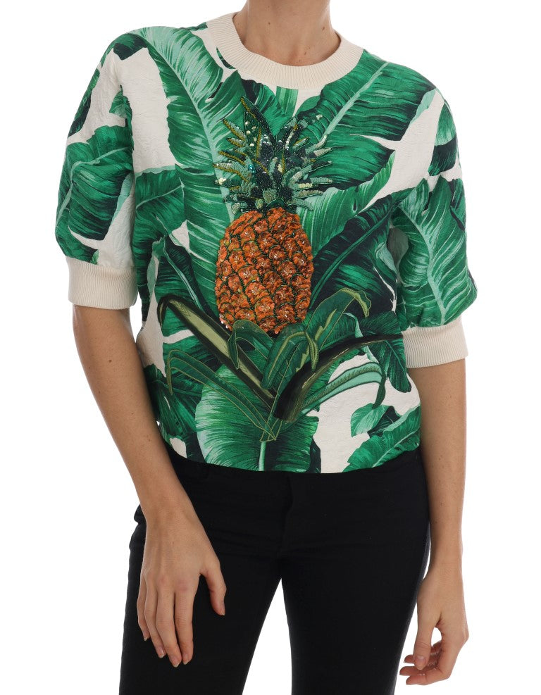 Dolce & Gabbana Ananas-Bananen-Pailletten-Rundhalspullover