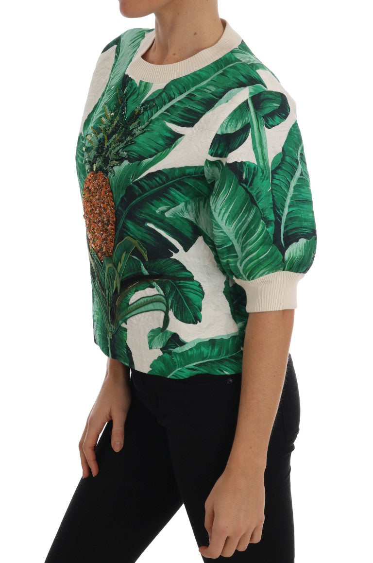 Dolce & Gabbana Ananas-Bananen-Pailletten-Rundhalspullover