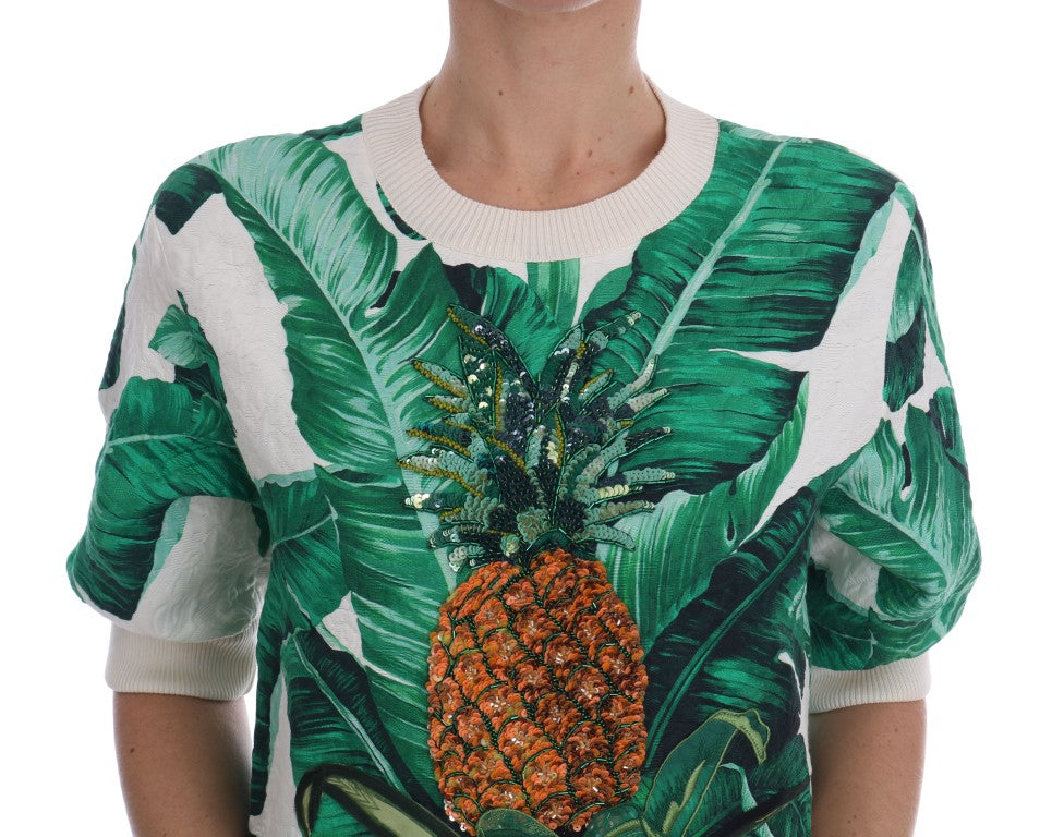 Dolce & Gabbana Ananas-Bananen-Pailletten-Rundhalspullover
