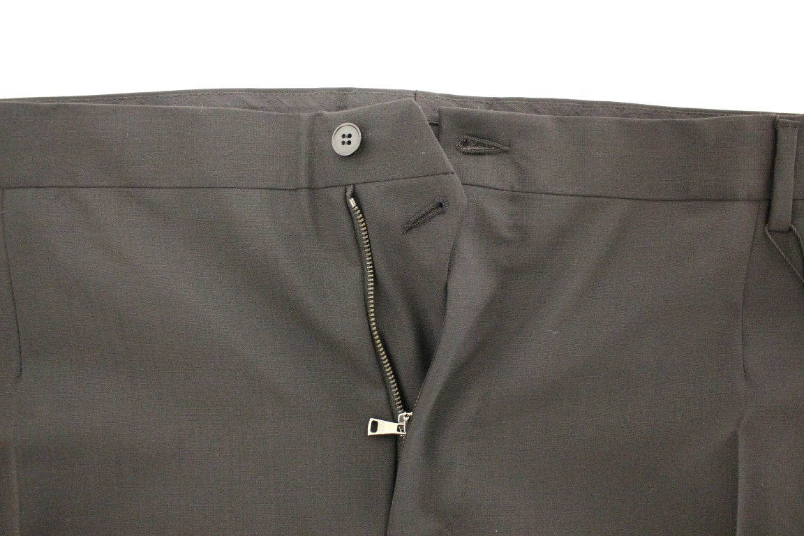 Pantalon plissé en laine stretch noir de Dolce & Gabbana, style élégant et couture italienne.