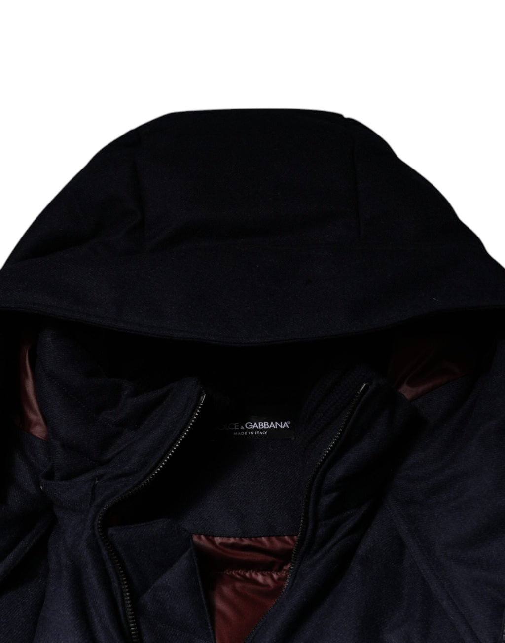 Veste homme Dolce & Gabbana en nylon noir, à capuche, style matelassé puffer avec fermeture éclair.