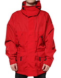 Veste parka homme en nylon rouge avec capuche et fermeture éclair complète de Dolce & Gabbana
