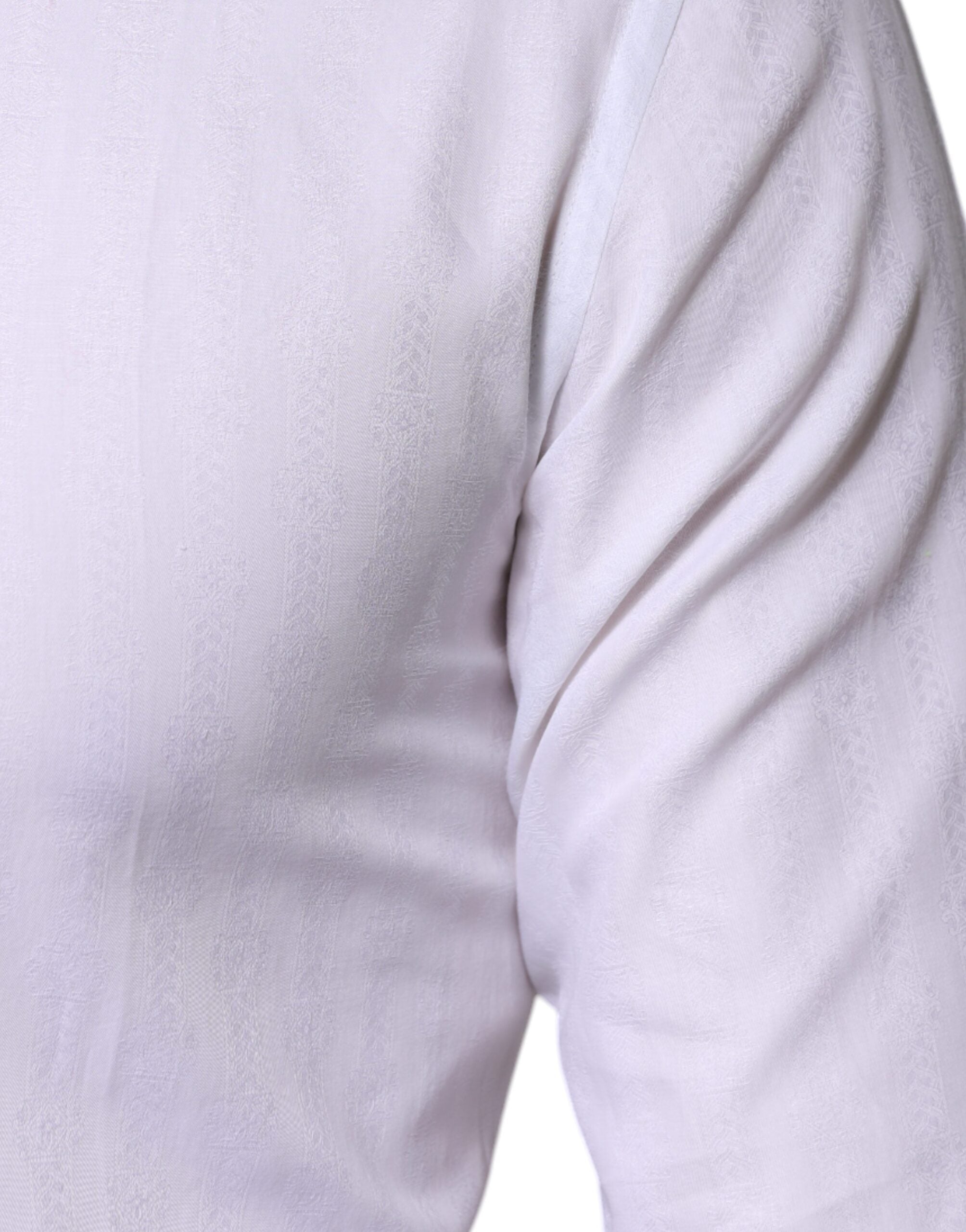 Chemise formelle blanche en coton Dolce & Gabbana pour homme, élégante avec détails dorés, parfaite pour occasions sophistiquées.