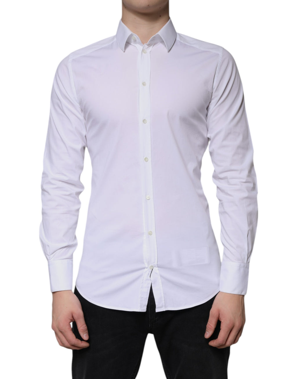 Chemise homme blanche en coton Dolce & Gabbana avec détails dorés pour une tenue formelle élégante