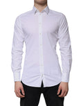 Chemise homme blanche en coton Dolce & Gabbana avec détails dorés pour une tenue formelle élégante