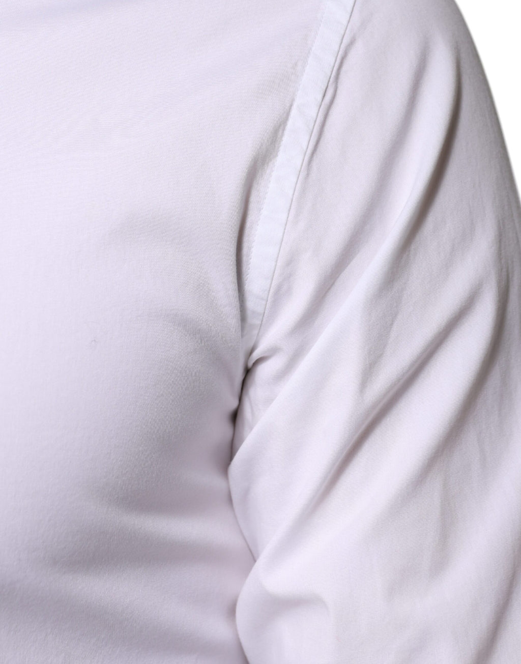 Chemise formelle blanche en coton Dolce & Gabbana pour homme avec détails dorés, vue de face.
