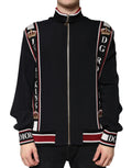 Sweat-shirt Dolce & Gabbana noir DG King à zip complet, manches longues et logo visible sur la poitrine.