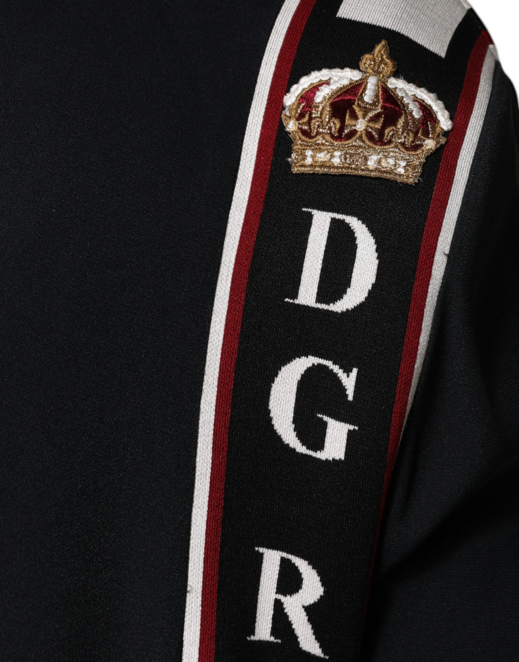Sweat-shirt Dolce & Gabbana noir DG King à fermeture éclair complète, style décontracté et logo visible.