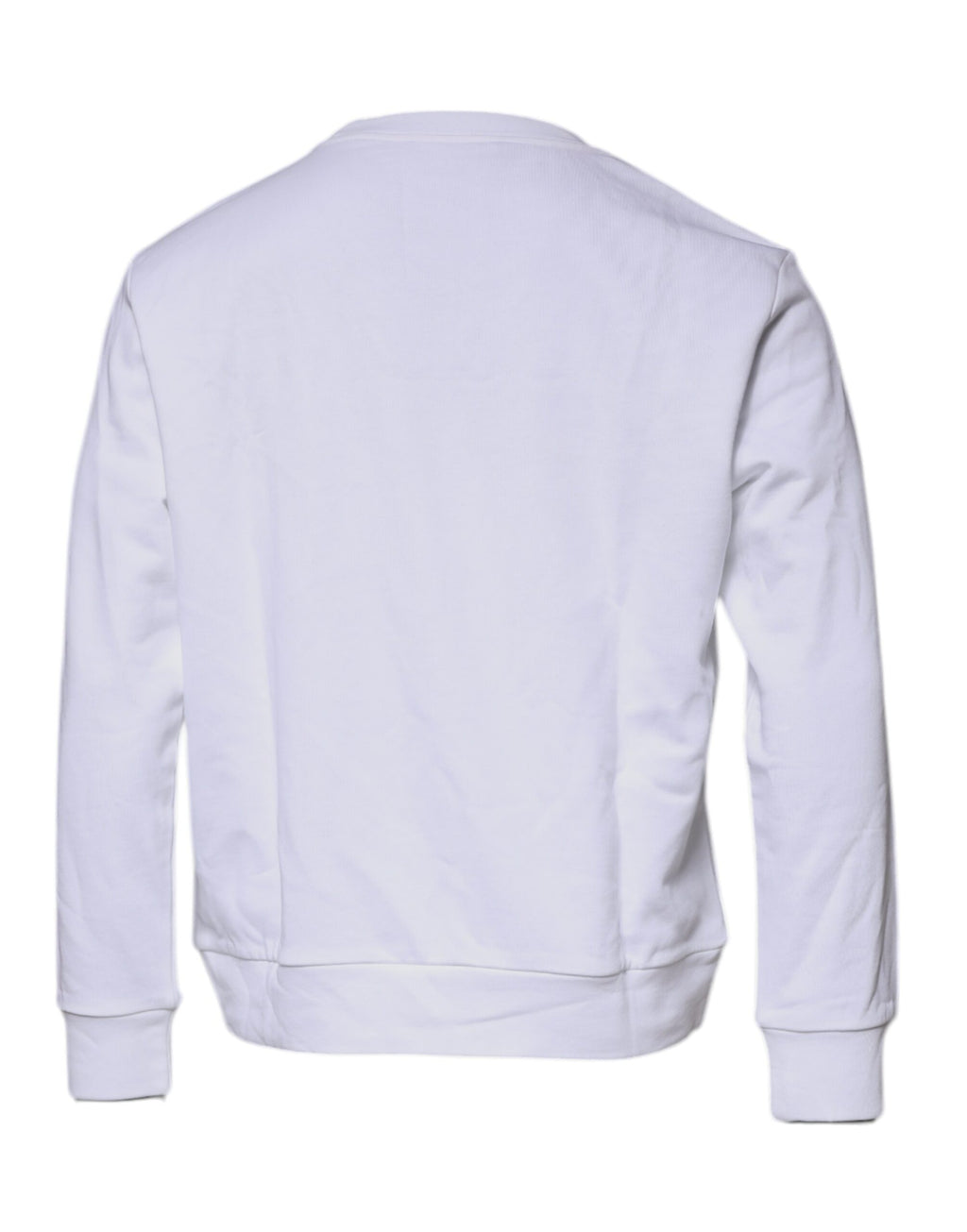 Pull-over blanc Versace avec broderie Medusa sur le col ras du cou, en coton doux, à la mode et élégant.
