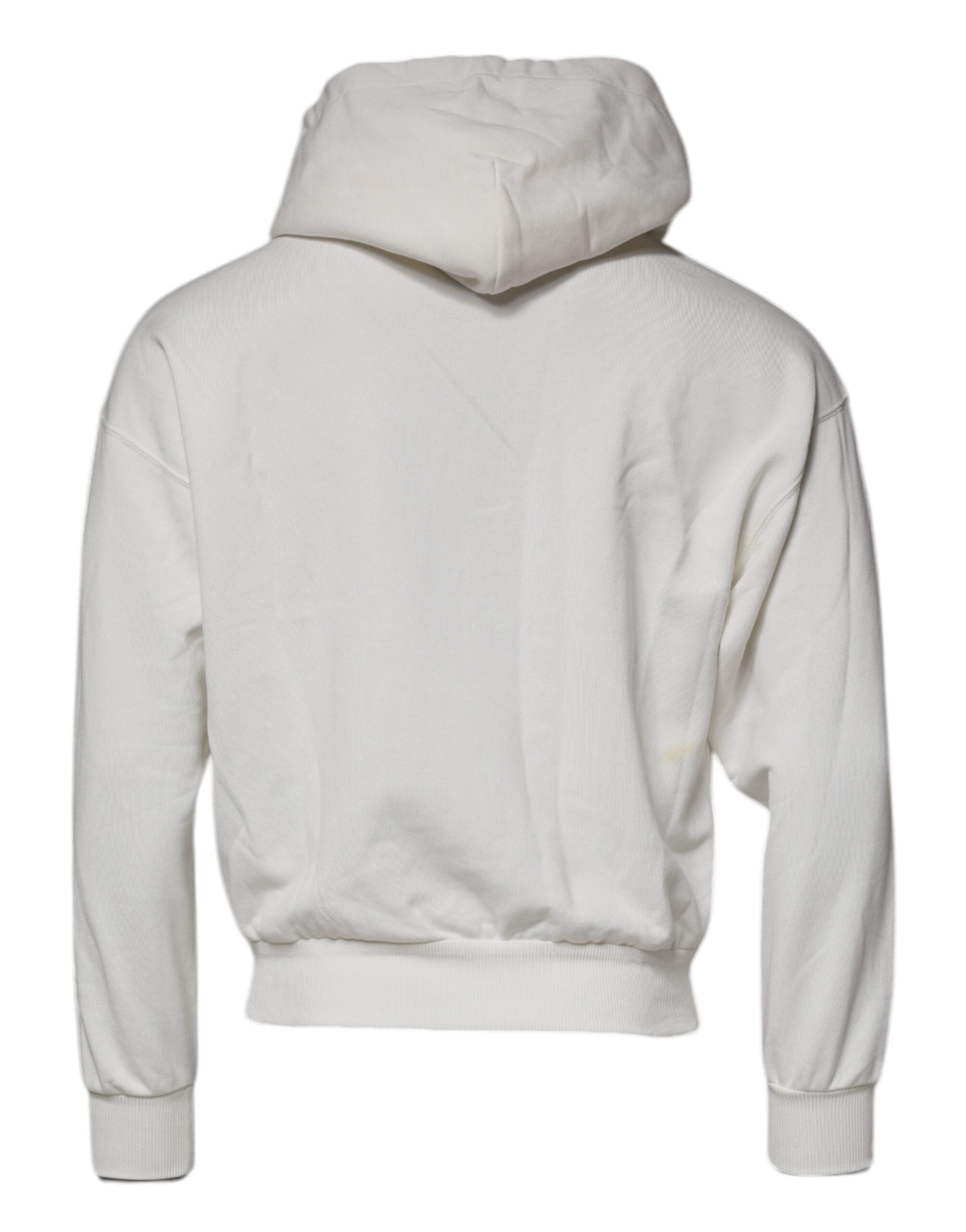 Pull à capuche blanc Dolce & Gabbana pour homme, logo visible, sweat-shirt en coton avec design élégant.