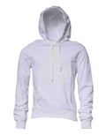 Sweat à capuche blanc Dolce & Gabbana avec logo, pull en molleton doux, porté sur un mannequin.