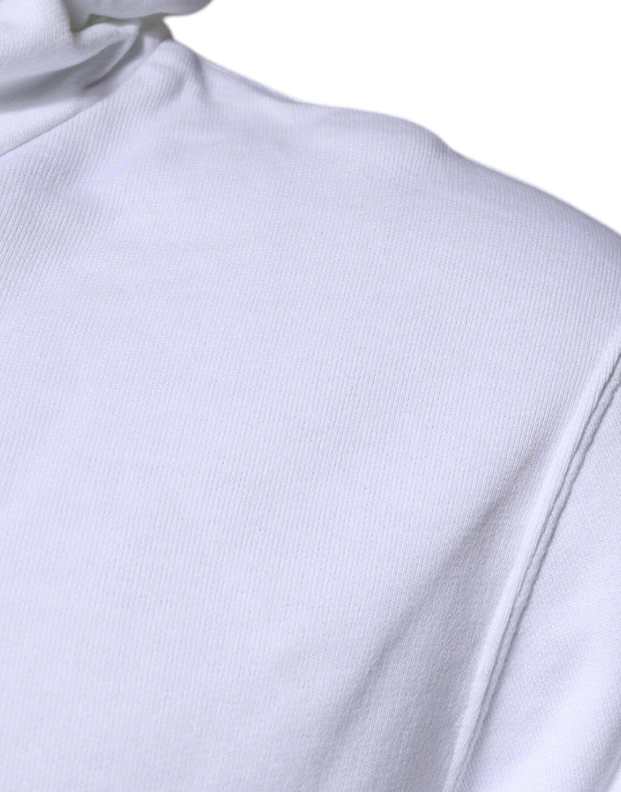 Sweat à capuche Dolce & Gabbana blanc avec logo, pull-over décontracté en coton avec capuche et manches longues.