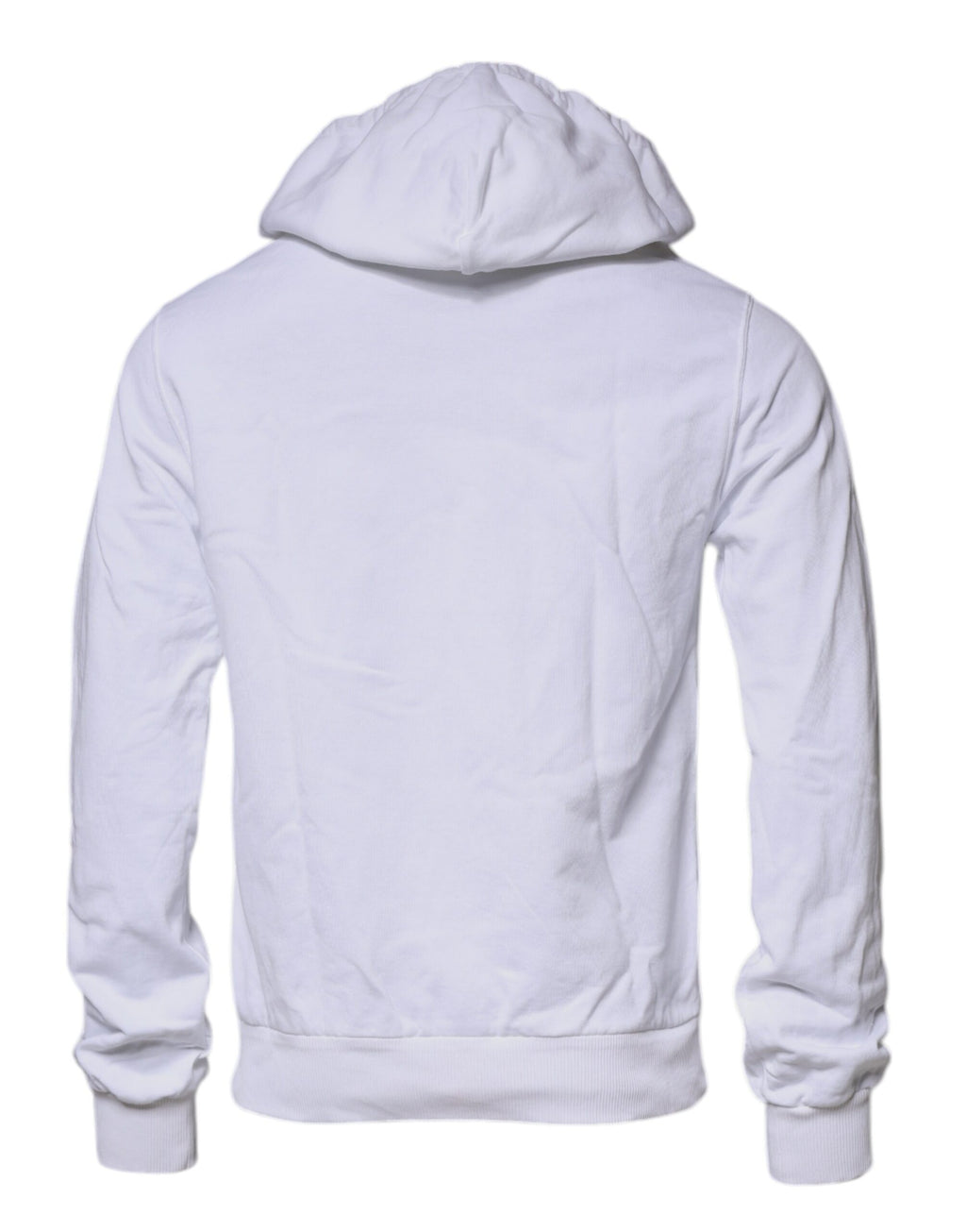 Sweat à capuche blanc Dolce & Gabbana avec logo, pull-over en coton, visible sur l'image.