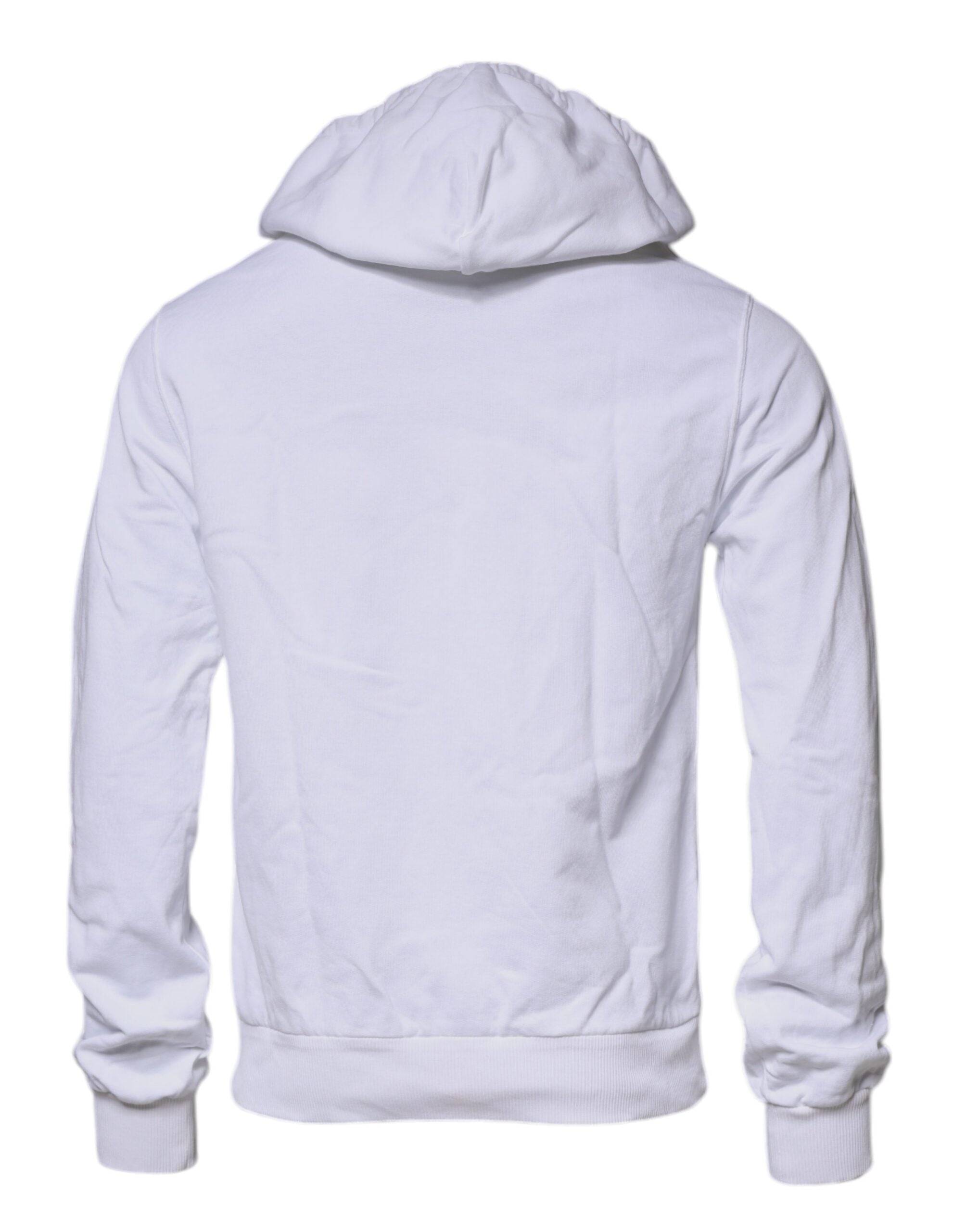 Sweat à capuche blanc Dolce & Gabbana avec logo, pull-over en coton, visible sur l'image.