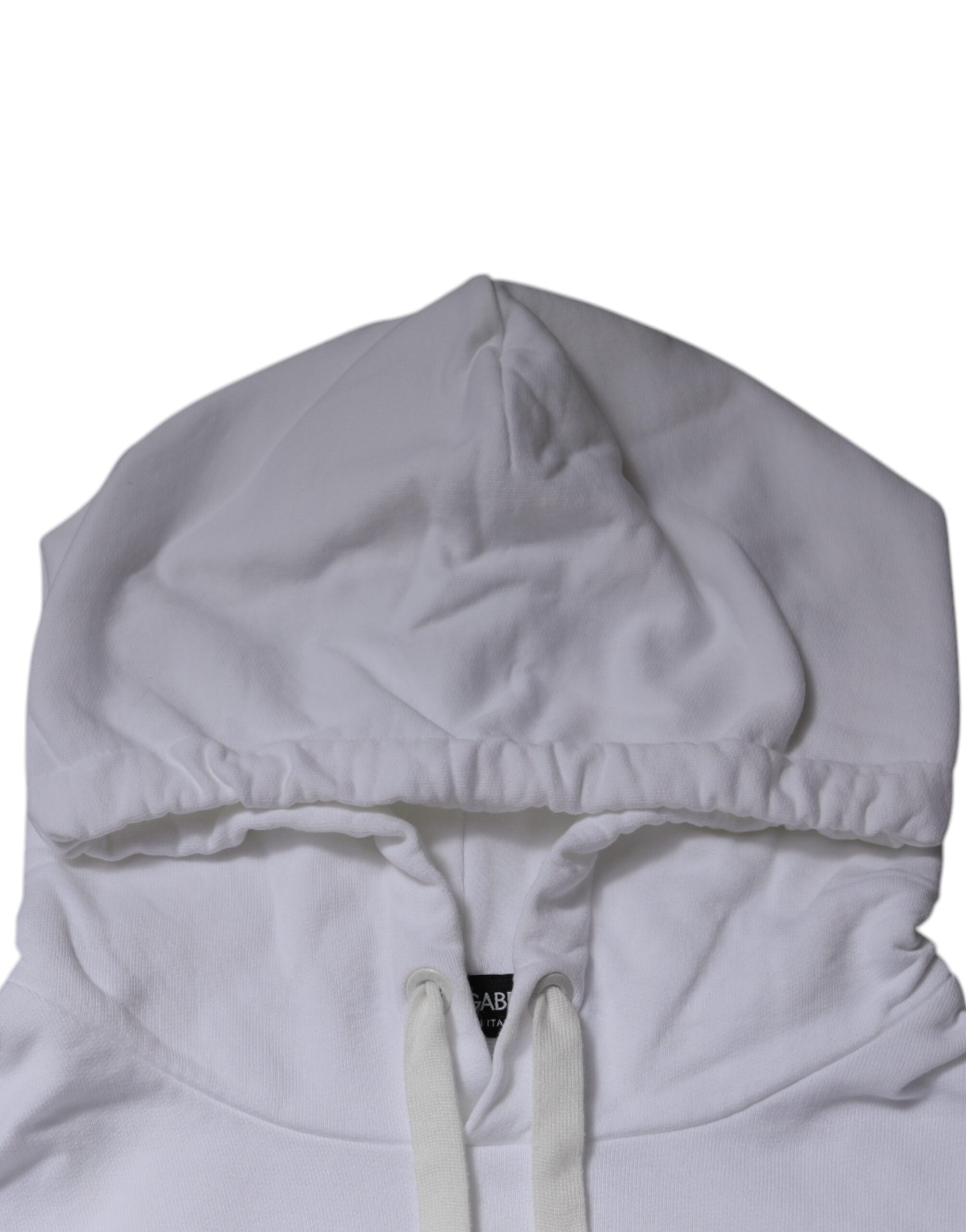 Sweat à capuche blanc Dolce & Gabbana logo, pull-over en molleton, vêtement décontracté avec logo visible sur la poitrine.