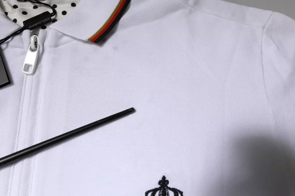 Sweat-shirt à capuche blanc pour hommes de Dolce & Gabbana avec fermeture éclair complète, style moderne et élégant.