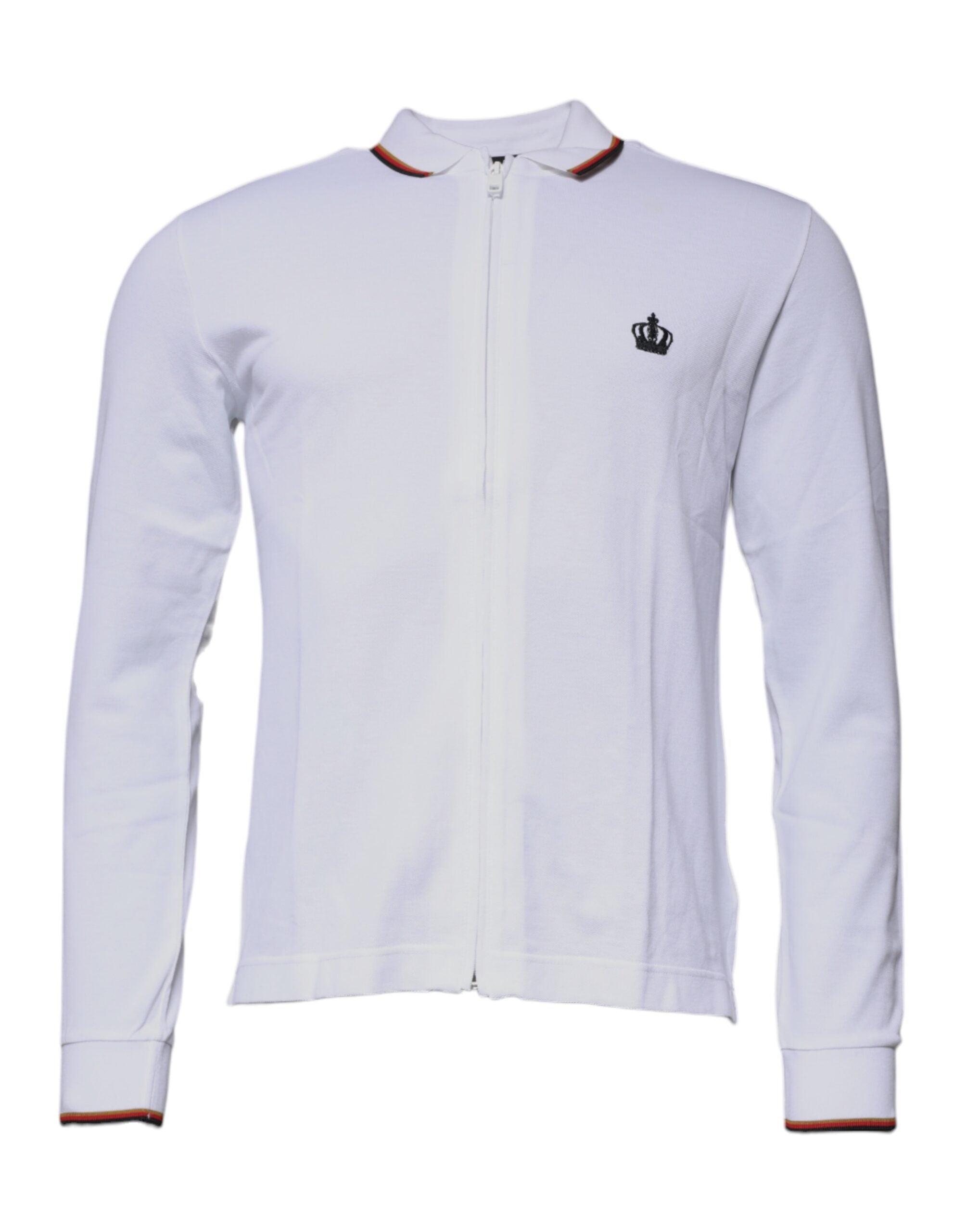 Sweatshirt Dolce & Gabbana blanc à capuche et fermeture éclair pour homme, style classique et confort.