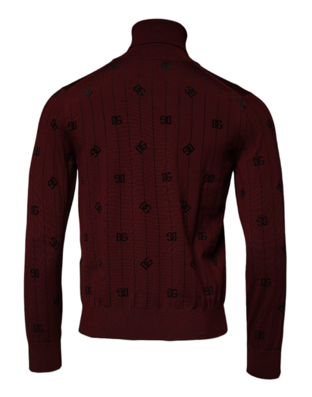 Pull en cachemire bordeaux Dolce & Gabbana à monogrammes, col roulé élégant et confortable.