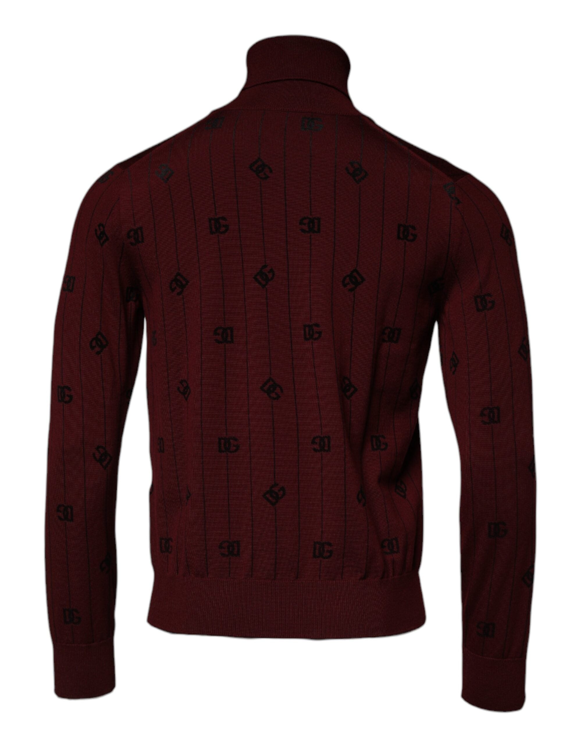 Pull en cachemire bordeaux Dolce & Gabbana à monogrammes, col roulé élégant et confortable.
