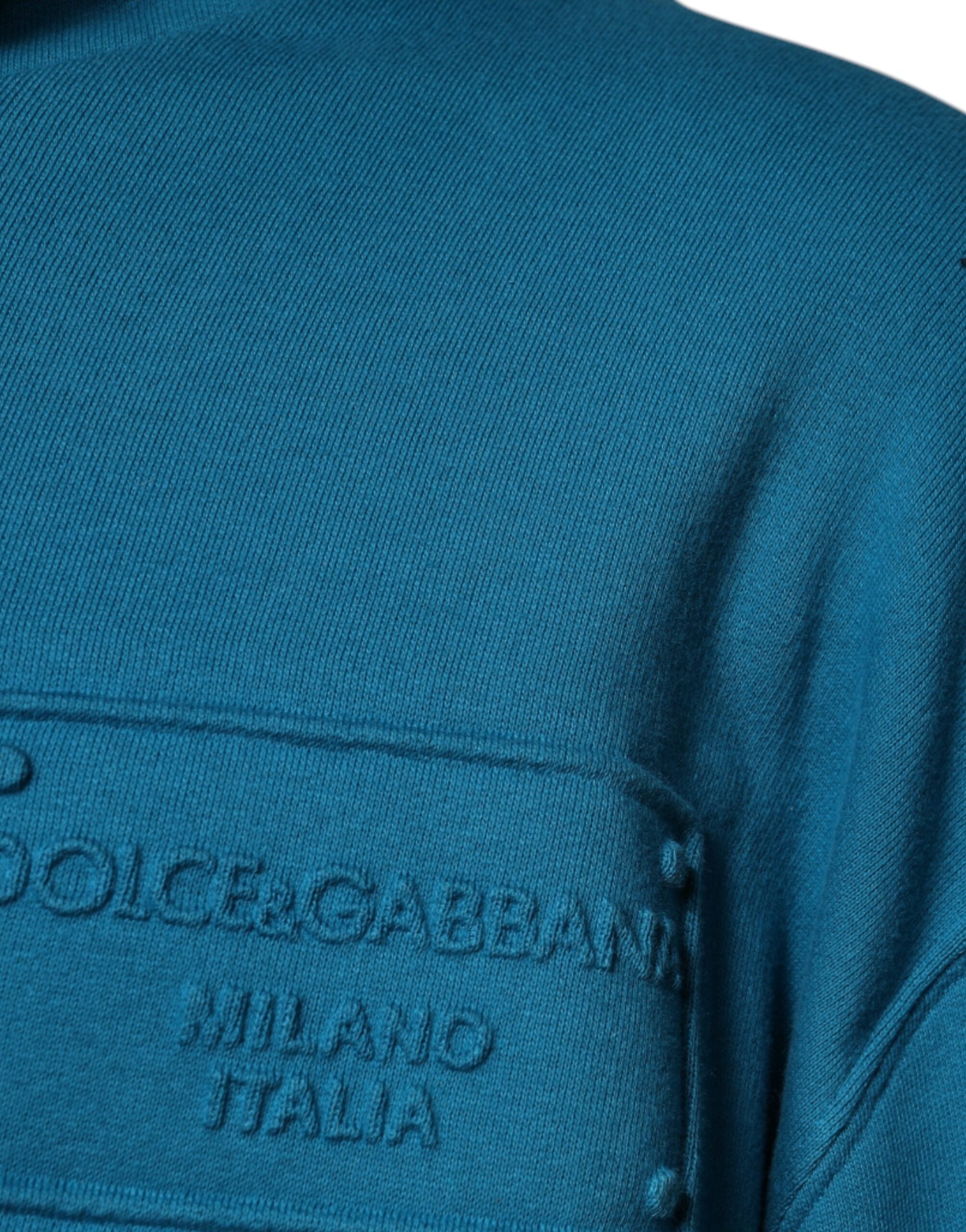 Sweat à capuche Dolce & Gabbana en coton bleu avec logo, sweat-shirt décontracté et tendance.