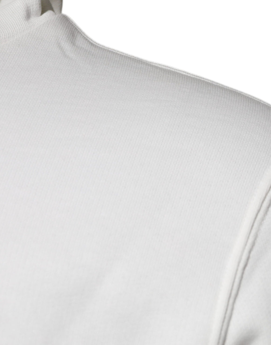 Sweat à capuche blanc Dolce & Gabbana en coton avec logo Caesar, vue de face et détail du tissu.
