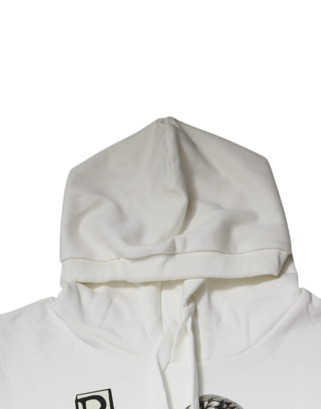 Sweat à capuche blanc en coton Dolce & Gabbana Caesar, pull-over décontracté avec capuche et logo discret.