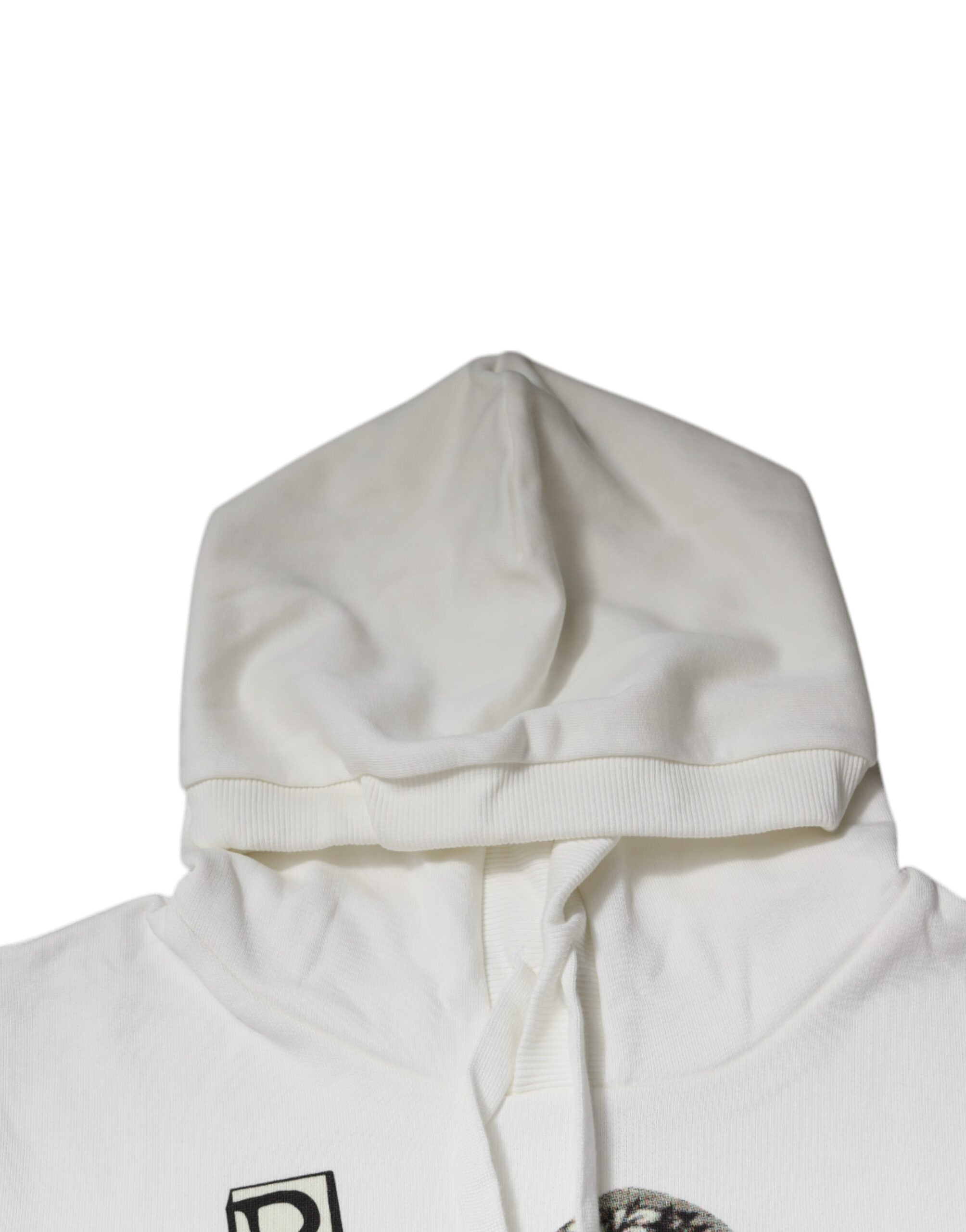 Sweat à capuche blanc en coton Dolce & Gabbana Caesar, pull-over décontracté avec capuche et logo discret.