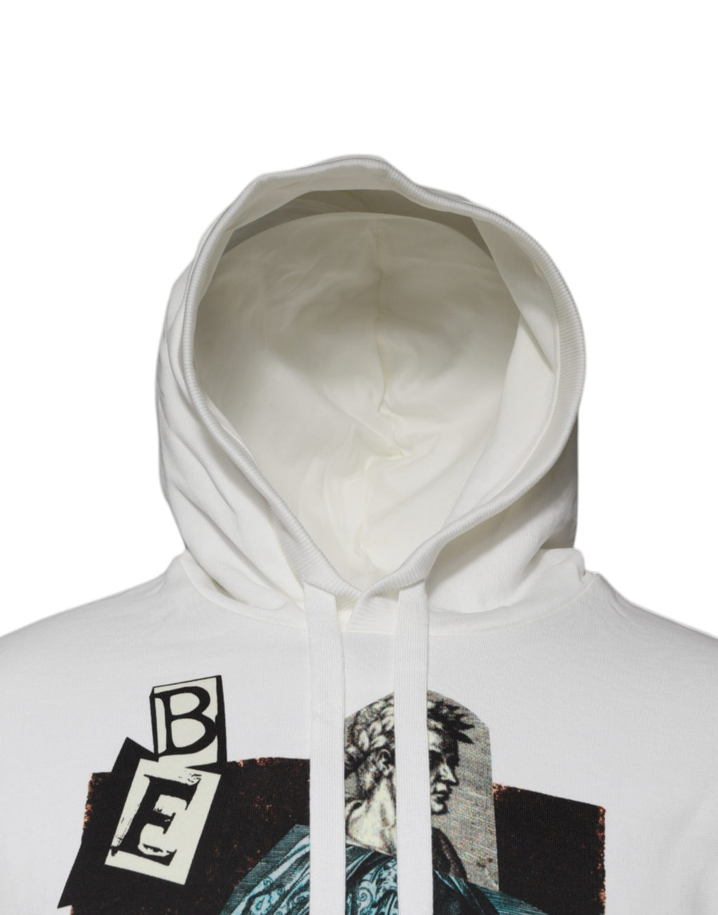 Sweat à capuche blanc Dolce & Gabbana Caesar en coton avec capuche et design épuré, porté sur un modèle.