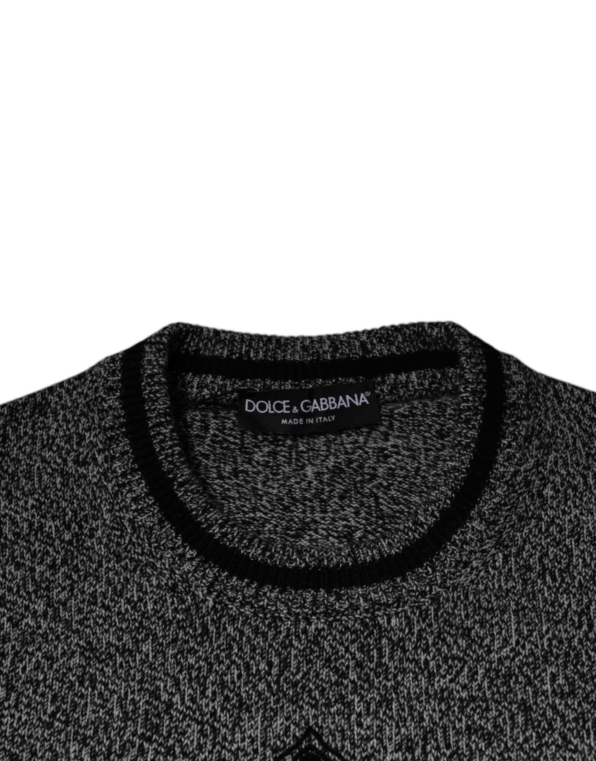 Pull en cachemire gris Dolce & Gabbana Crown King, pull-over élégant avec motif royal, doux et chaud pour homme.