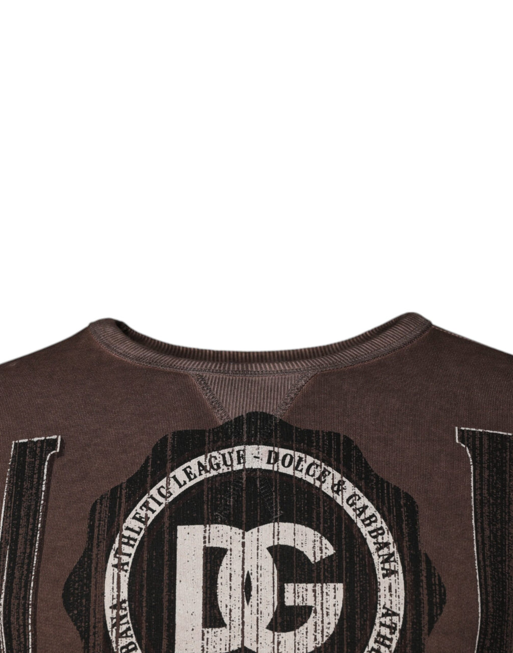 Pull à col rond Dolce & Gabbana en maille marron avec logo imprimé, pull-over élégant pour homme.