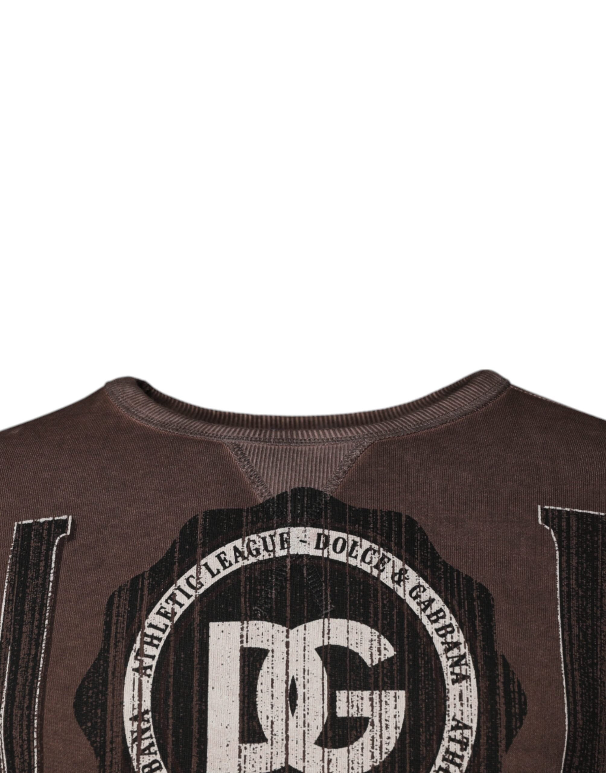 Pull à col rond Dolce & Gabbana en maille marron avec logo imprimé, pull-over élégant pour homme.