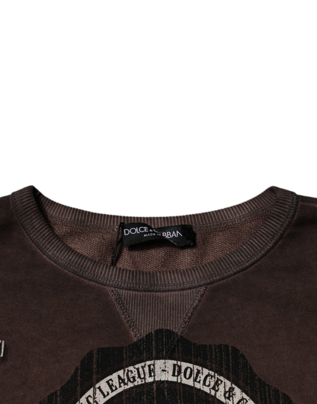Pull noir brun Dolce & Gabbana à logo imprimé, col rond, sweat-shirt confortable pour homme.