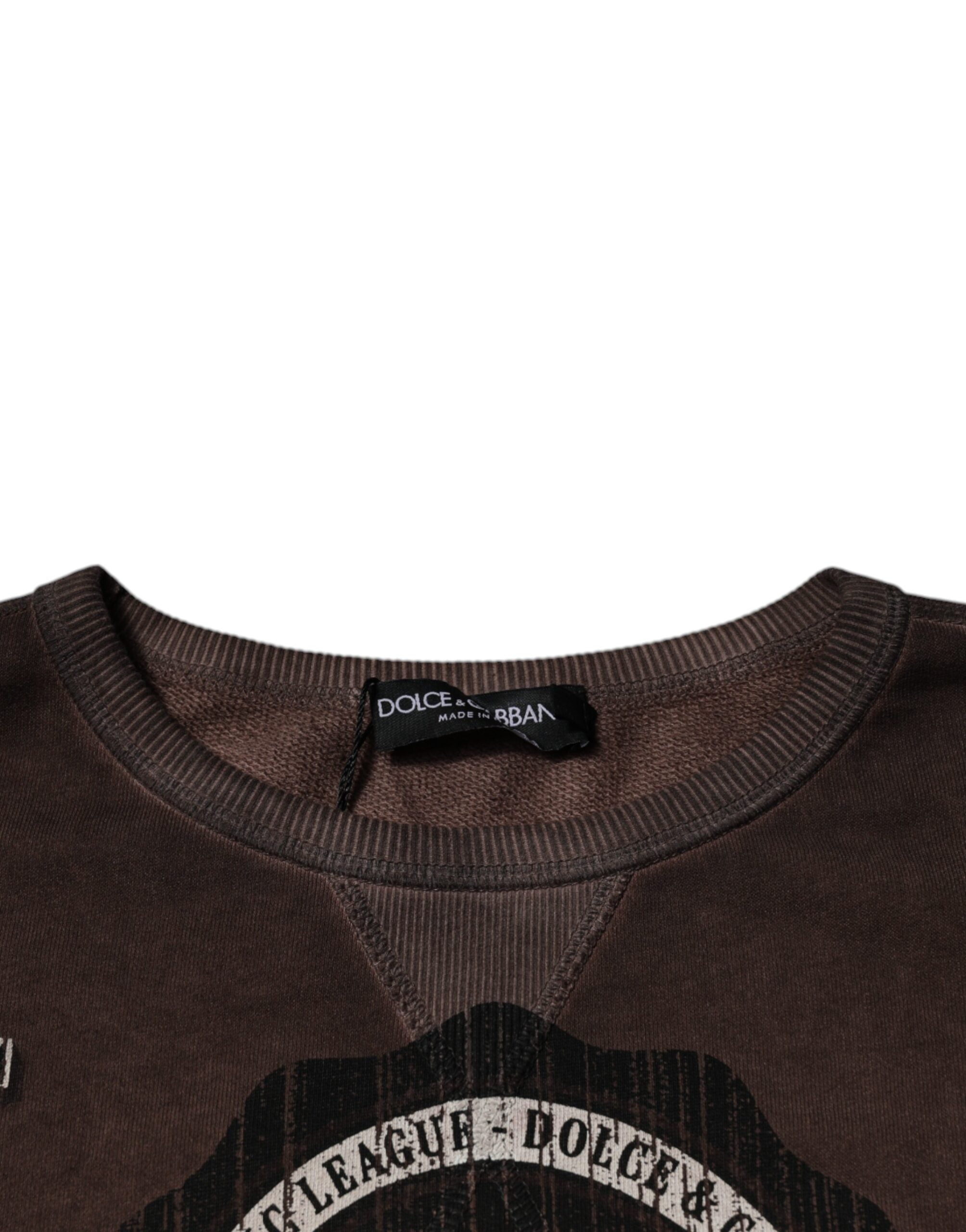 Pull noir brun Dolce & Gabbana à logo imprimé, col rond, sweat-shirt confortable pour homme.