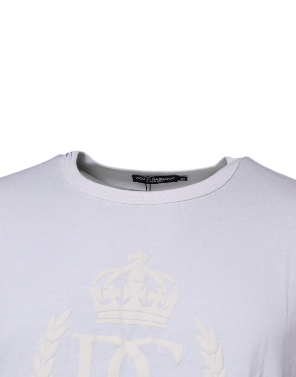 T-shirt en coton blanc Dolce & Gabbana avec logo embossé, col rond et design confortable.